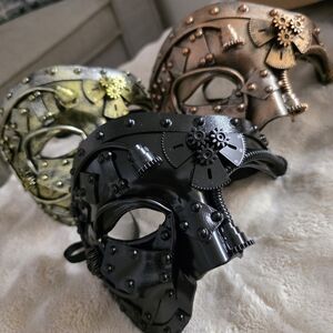 Steampunk Gear Mask Set - Black, Gold, Bronze